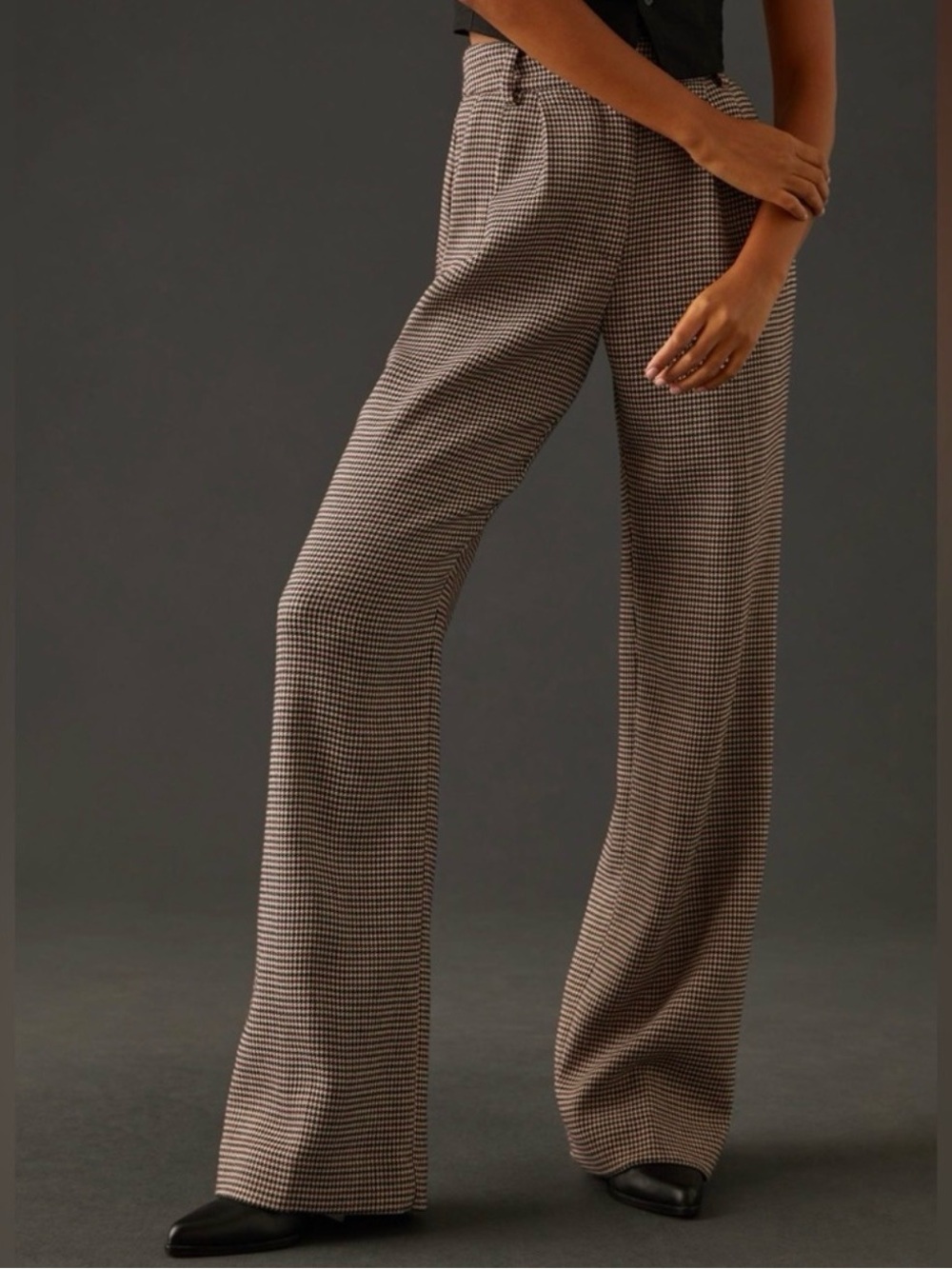 Favorite Daughter Brown Houndstooth Wide-Leg Trousers